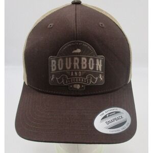 Bourbon‎ and Bluegrass Kentucky Brown Snapback Meshback Trucker Hat New